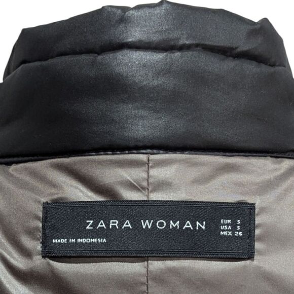 Zara Women's S Lightweight Diamond Quilted Puffer Mid Length Jacket in Black - Picture 8 of 9
